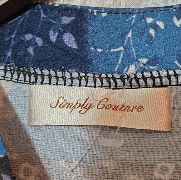 Simply Couture Dress Womens L Large Blue Boho 3/4 Sleeves V-Neck Knee Length - Picture 4 of 8